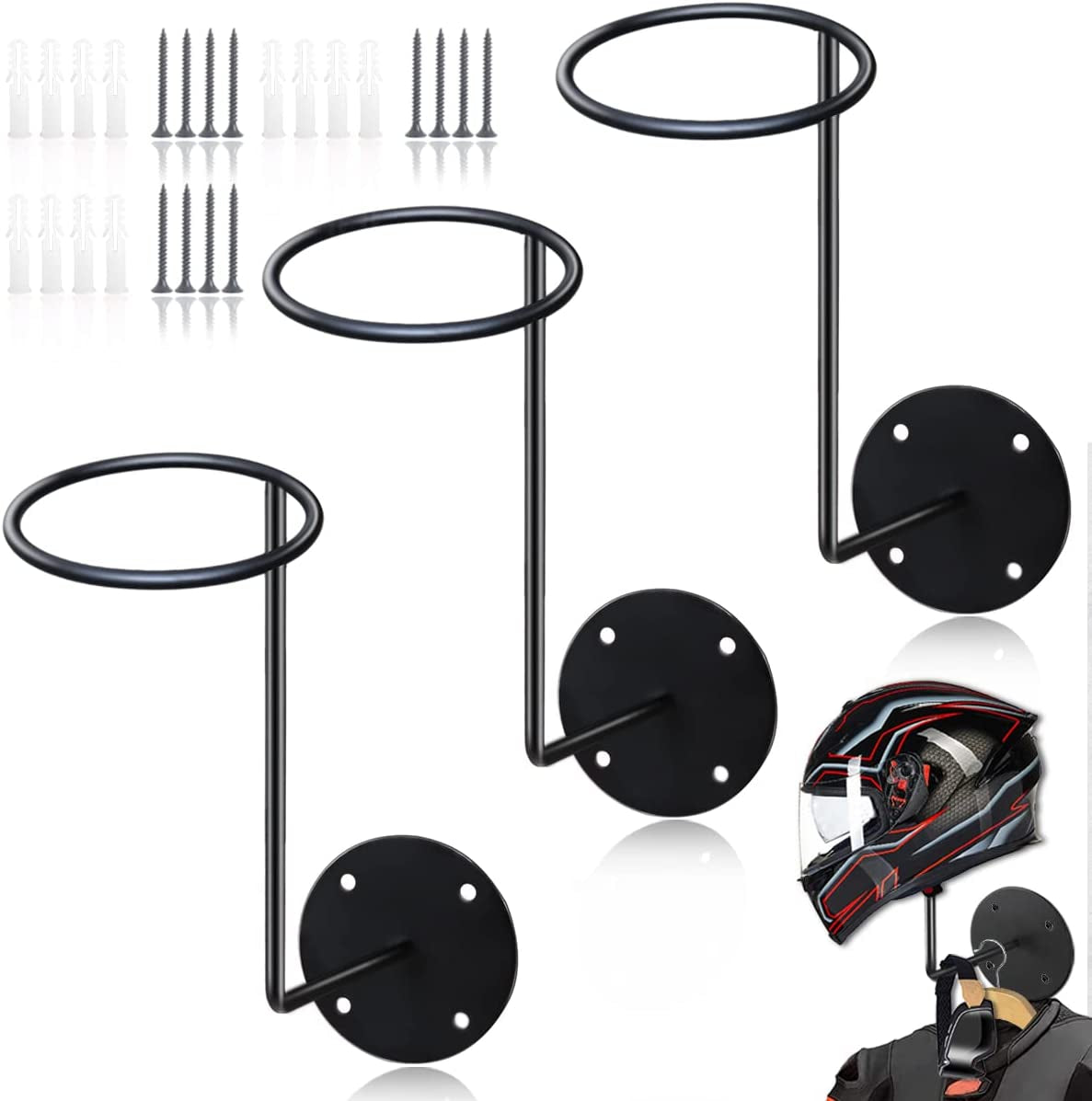 Helmet Holder Helmet Hanger Rack Wall Mounted Hook for Coats, Hats, Caps - Upgraded