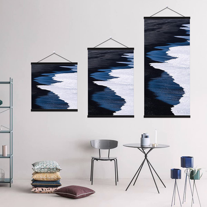 Ywlake Magnetic Poster Hanger, 8x10 8x20 8x11 Poster Frame Wood Wooden Magnet Print Posters Dowel Scroll Hanger Hangers Hanging Kit for Walls Map Canvas Artwork (Black, 8")