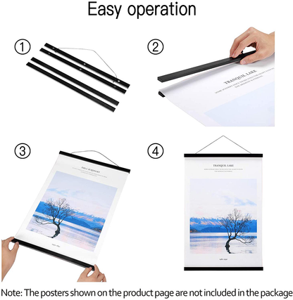 Wood Magnetic Poster Frame Hanger, 14x22 14x20 14x24 Black Magnet Poster Hanger for Posters, Prints, Photos, Pictures, Maps, Scrolls, and Canvas Artwork (Black, 14")