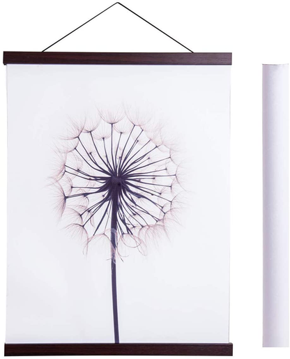 Artmag Magnetic Poster Hanger Frame, 21x28 21x36 21x16 Light Wood Wooden Magnet Canvas Artwork Print Dowel Poster Hangers Frames Hanging Kit (Walnut, 21")